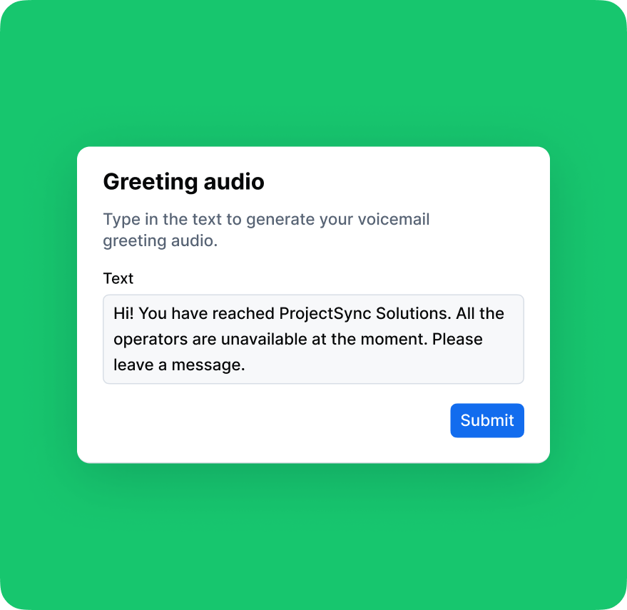 Greeting audio