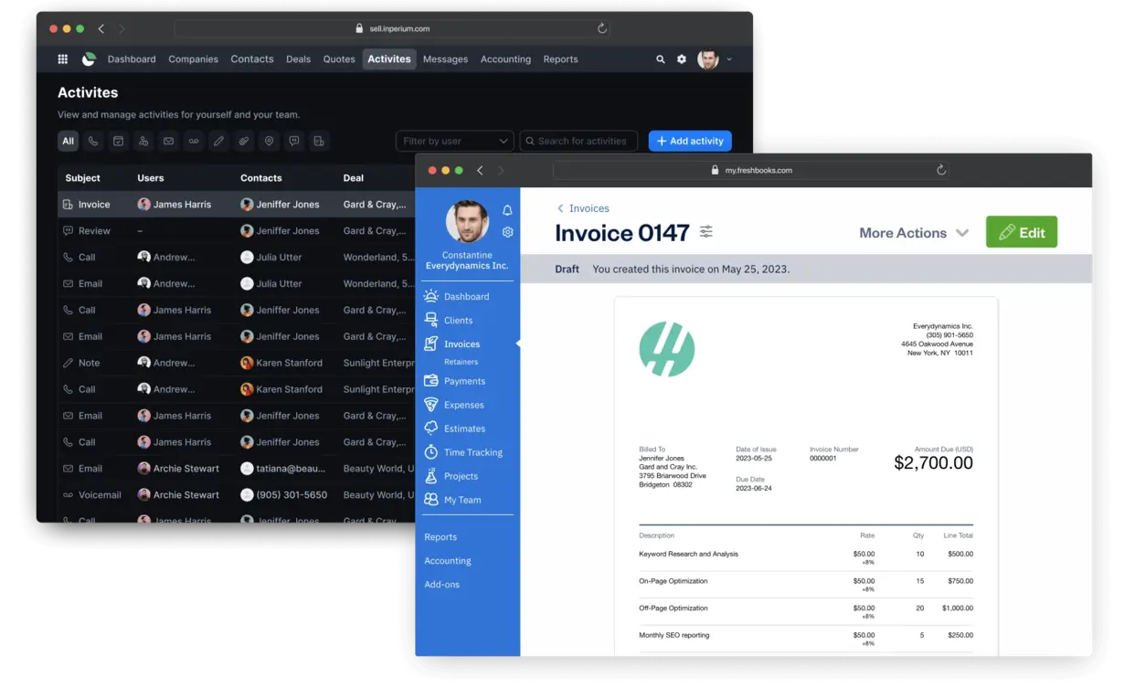 Fresh Books integration in DialLink Integration Marketplace